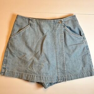 VTG GH Bass Co Denim Skirt Shorts Light Wash Button Front Pockets Size 6